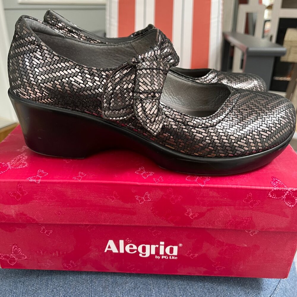 Alegria Ella Mary Jane Pewter Dazzler Silver Snake Print US 8-8.5 (EU39) - Picture 8 of 13
